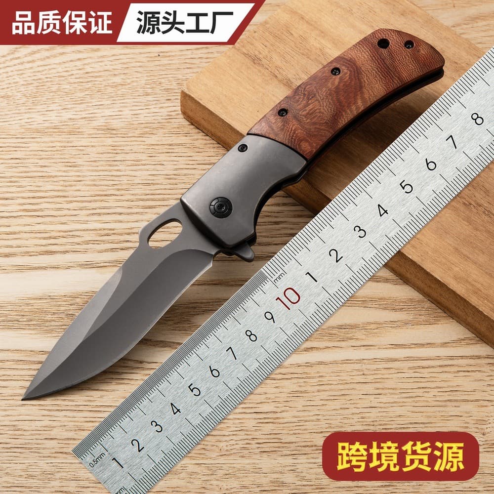 Factory Direct Supply Stainless Steel Small Knife, Fruit Knife, Camping Folding Knife, Export Military Knife, Folding Knife with Wooden Handle, Outdoor Tool