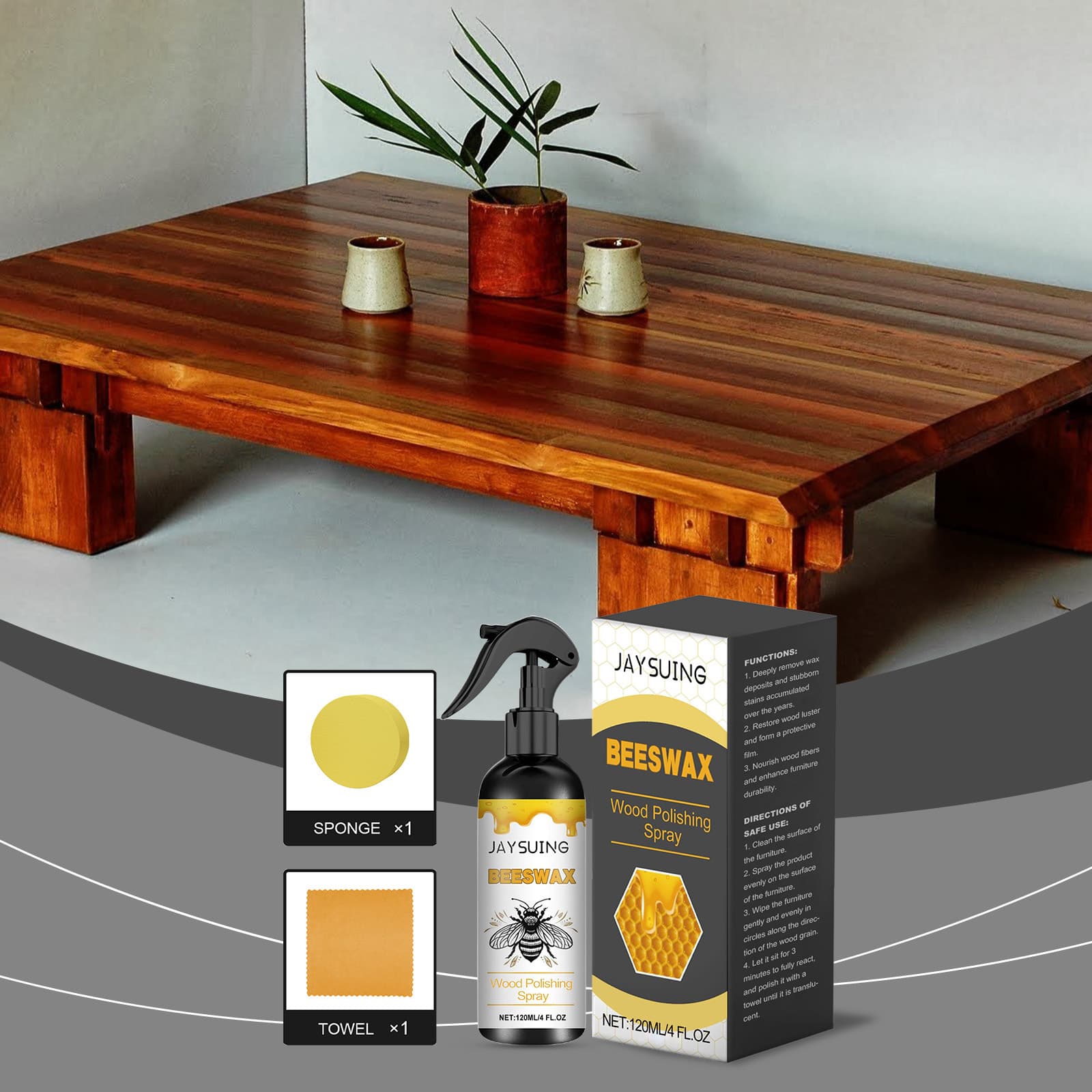 JAYSUING Furniture Beeswax Polishing Spray Wood Polish Scratch Renewal Furniture Care Spray