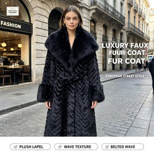 Women's Eco-Friendly Faux Fur Coat Mid-Length Premium Plush Jacket for Winter Daily Wear Versatile Furry Outerwear