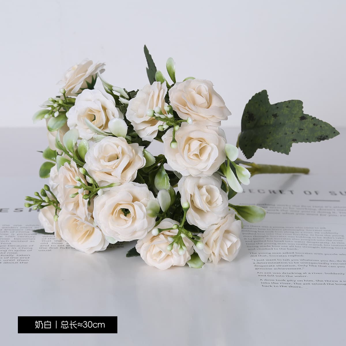 15-Head Nordic Noble Small Rose Bouquet Artificial Flowers for Home Decoration, Wedding Arch, Living Room, Dining Table Wholesale