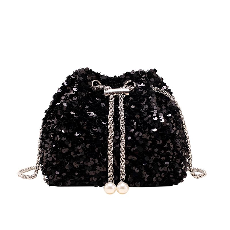 Lightweight Sequin Chain Bucket Bag for Women 2025 New Stylish Evening Bag Popular Export Shoulder Crossbody Bag