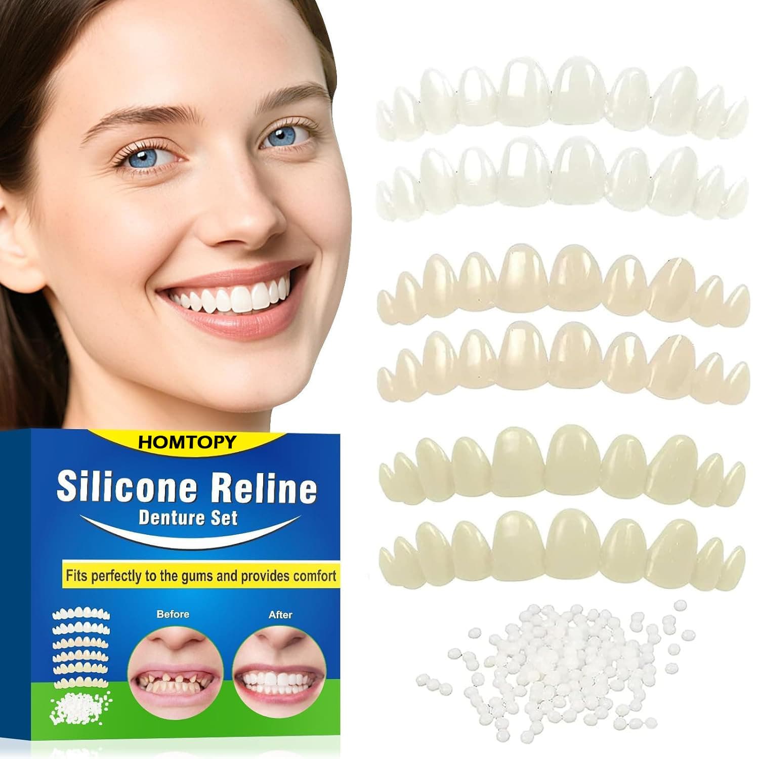 Cross-Border Denture Set Daily Tooth Enhancement Set for Smile Aesthetics and Comfort Natural Material Denture Set