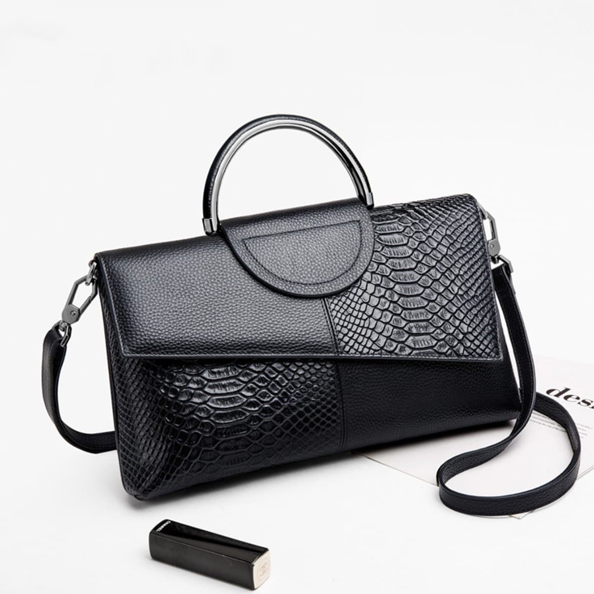 New-Clutch Women's 2025 New Large Capacity Banquet Handbag Crocodile Pattern Women's Fashionable Temperament Crossbody Bag