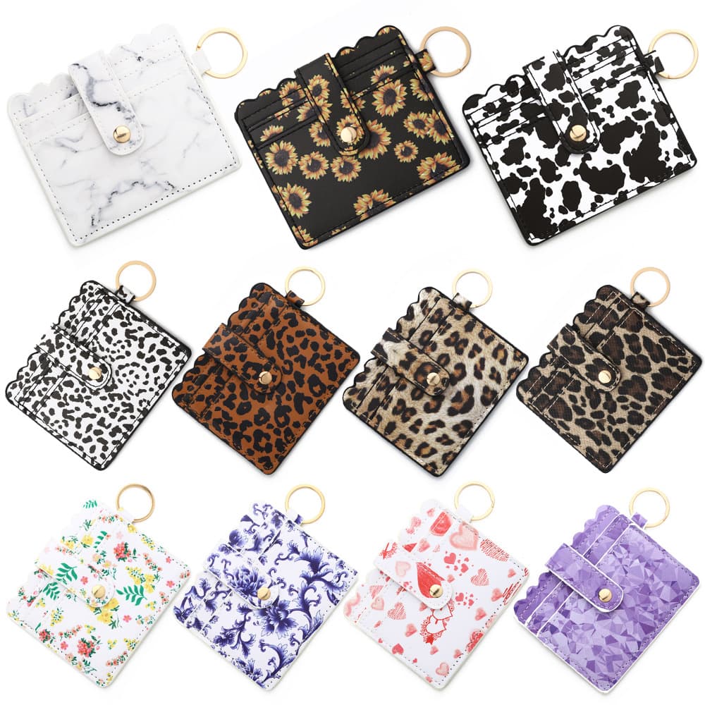 Cross-border Supply for Europe and America Document Bag PU Leather Keychain Card Holder Multi-slot Bank Card Case ID Card Wallet