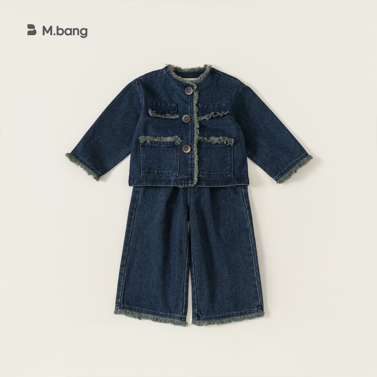 Youbao children's clothing set, small fragrant style girls' spring and autumn clothes, fashionable wide-leg pants two-piece set, girl's denim suit
