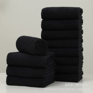 Cross-border Fiber Black Towel Beauty Salon Hair Salon Special Hair Wrap Dry Towel Barber Shop Steam Foot Therapy Wholesale