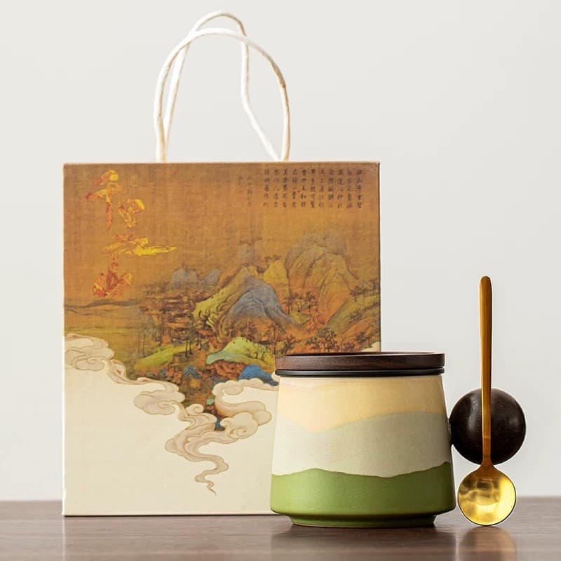 Creative Kiln-Fired Ceramic Coffee Cup, Tea Cup with Lid, High Aesthetic Value, Exquisite Gift Box, Mug, Water Cup, Gift Item