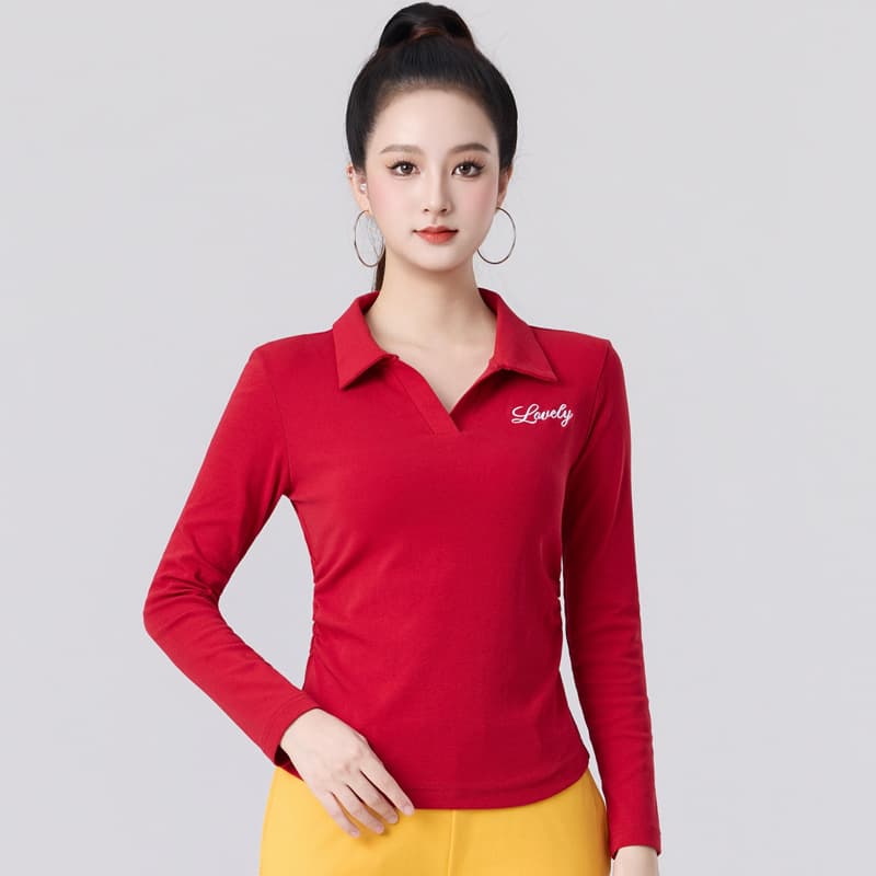 2025 New Polo Collar Long Sleeve T-Shirt Women Autumn New Slimming Slim Fit Niche Ins Design Sense Korean Style