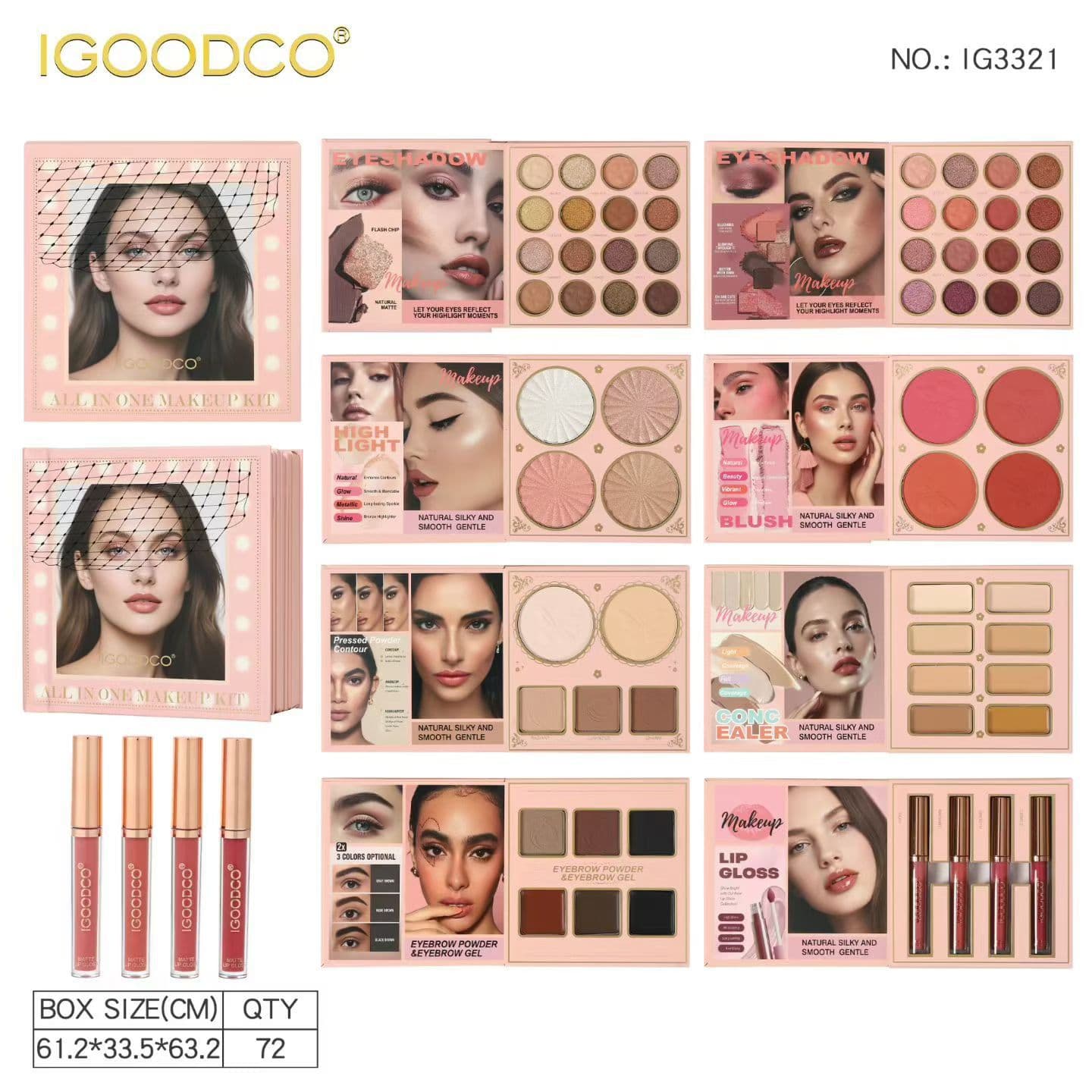 New Multi-Color Book Eyeshadow Palette for Cross-Border Trade, Shimmer Matte Glitter Lipstick Flip Style COS Eyeshadow