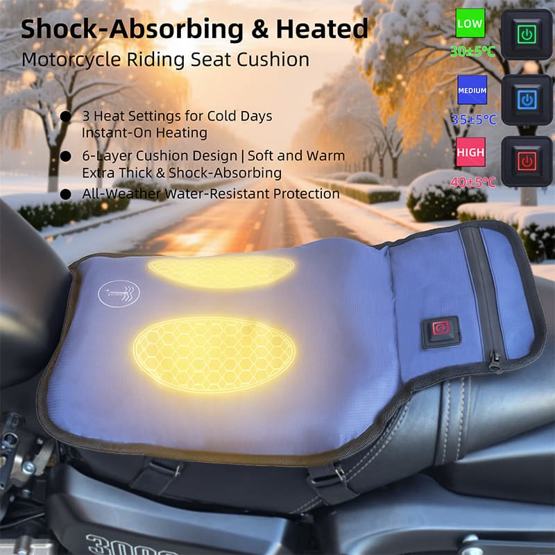 Winter Motorcycle Electric Heated Seat Cushion Shock-Absorbing Cushion Electric Bike Delivery Waterproof Warm Seat Cover