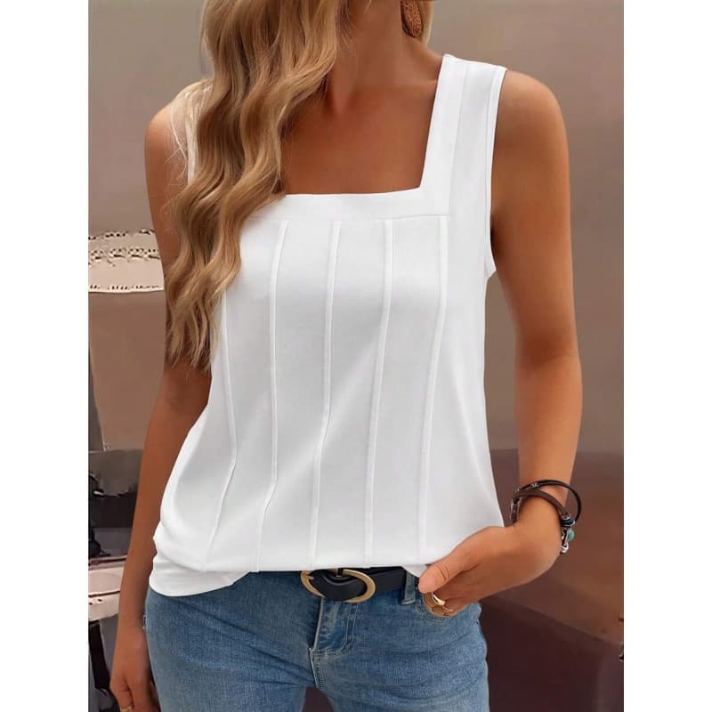 2025 Foreign Trade Dropshipping Tank Tops Camis Summer Sleeveless Backless Wide Shoulder Strap Square Neck Dress