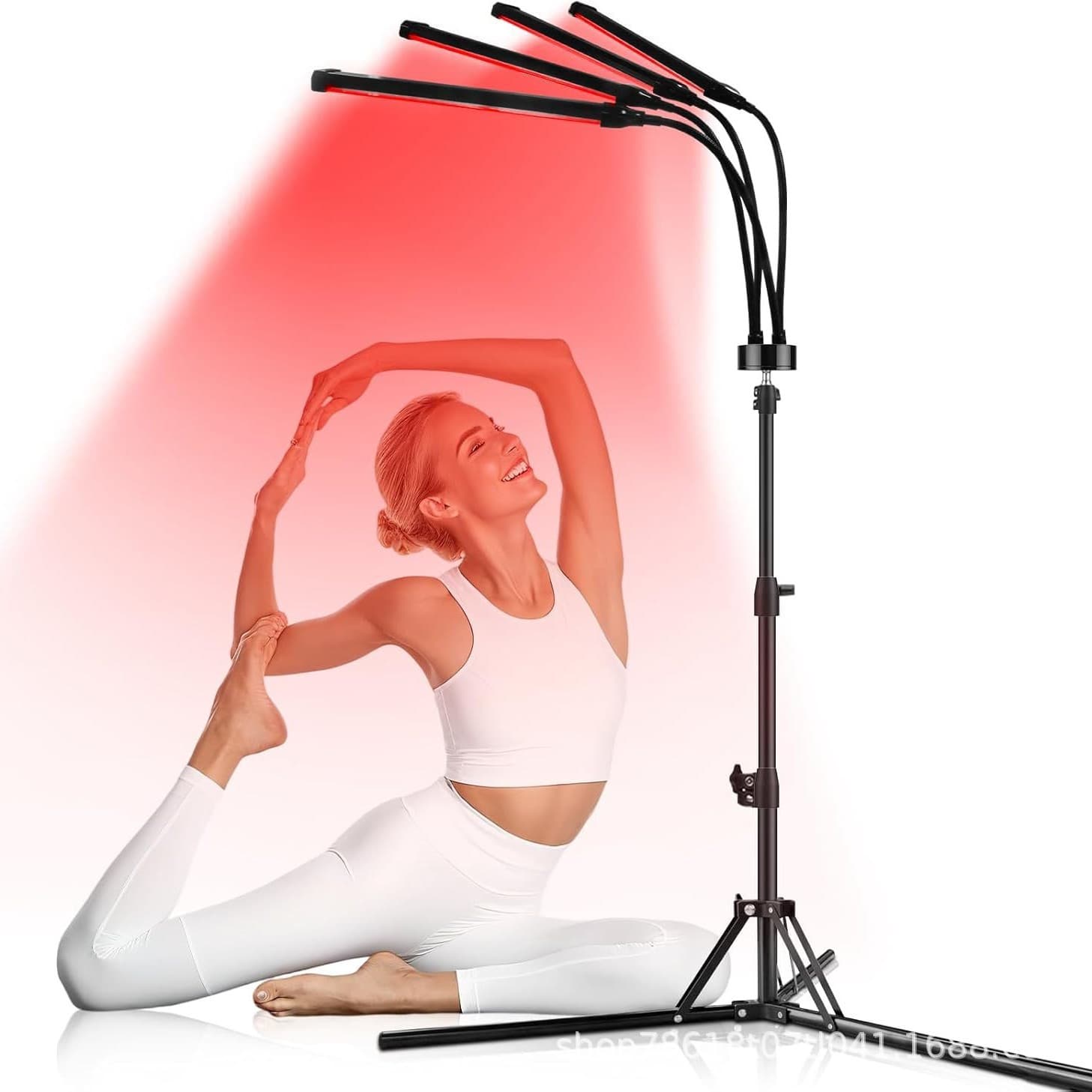 4-head Red Light Therapy Lamp Floor Stand Facial Body Beauty 660nm/850nm Far Infrared Light Group Switching