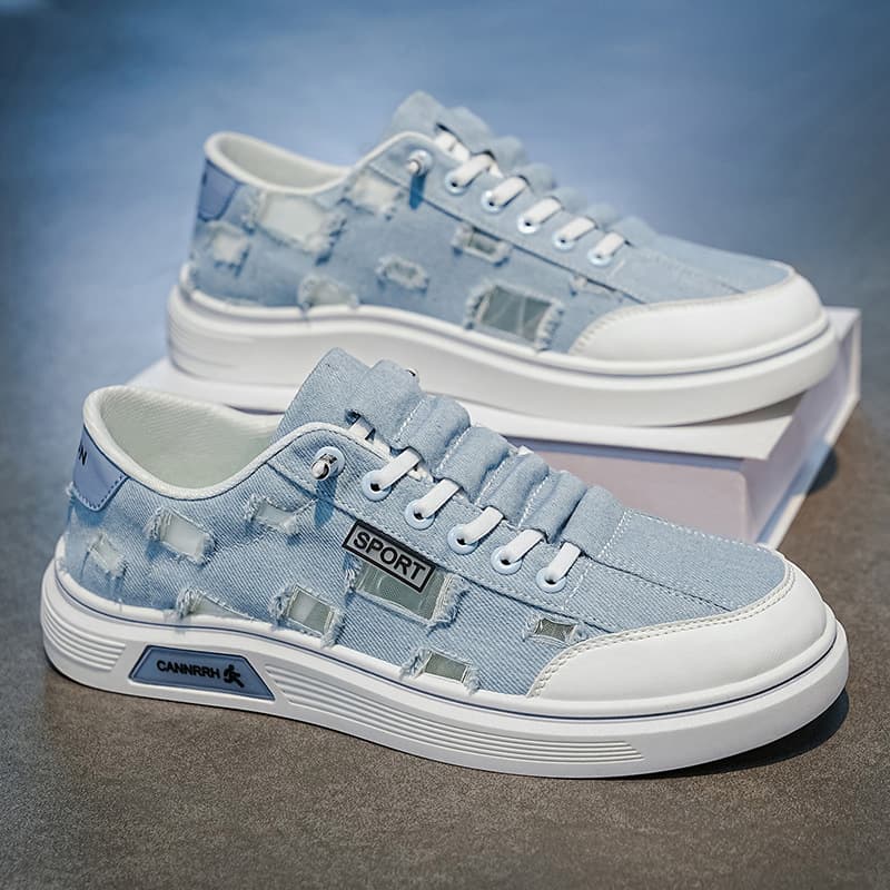 Canvas Men's Shoes 2026 New Summer Breathable Casual Student Board Shoes Trendy Soft Sole Ripped Canvas Shoes