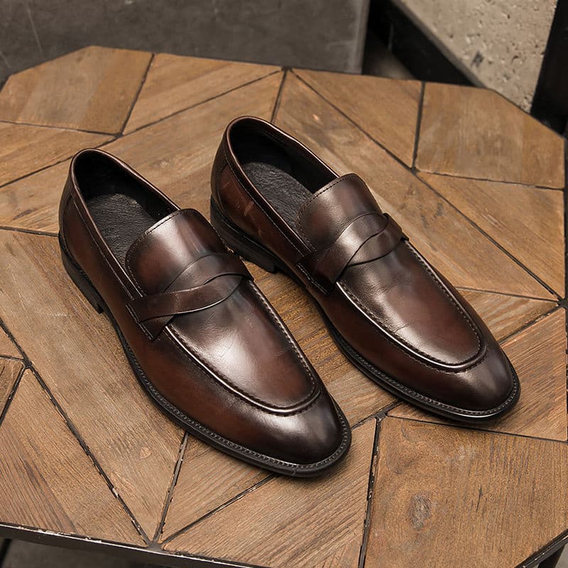 Men Leather Dress Shoes Fashion Non-slip Loafers Plus Size