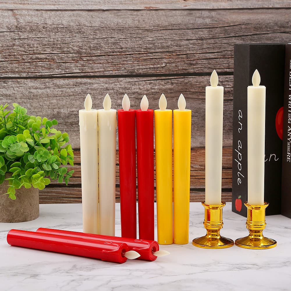 Long Rod Electronic Candle Buddha Worship Blessing Candle Lamp Swinging Flame Simulation Smokeless Wedding Decoration Lamp