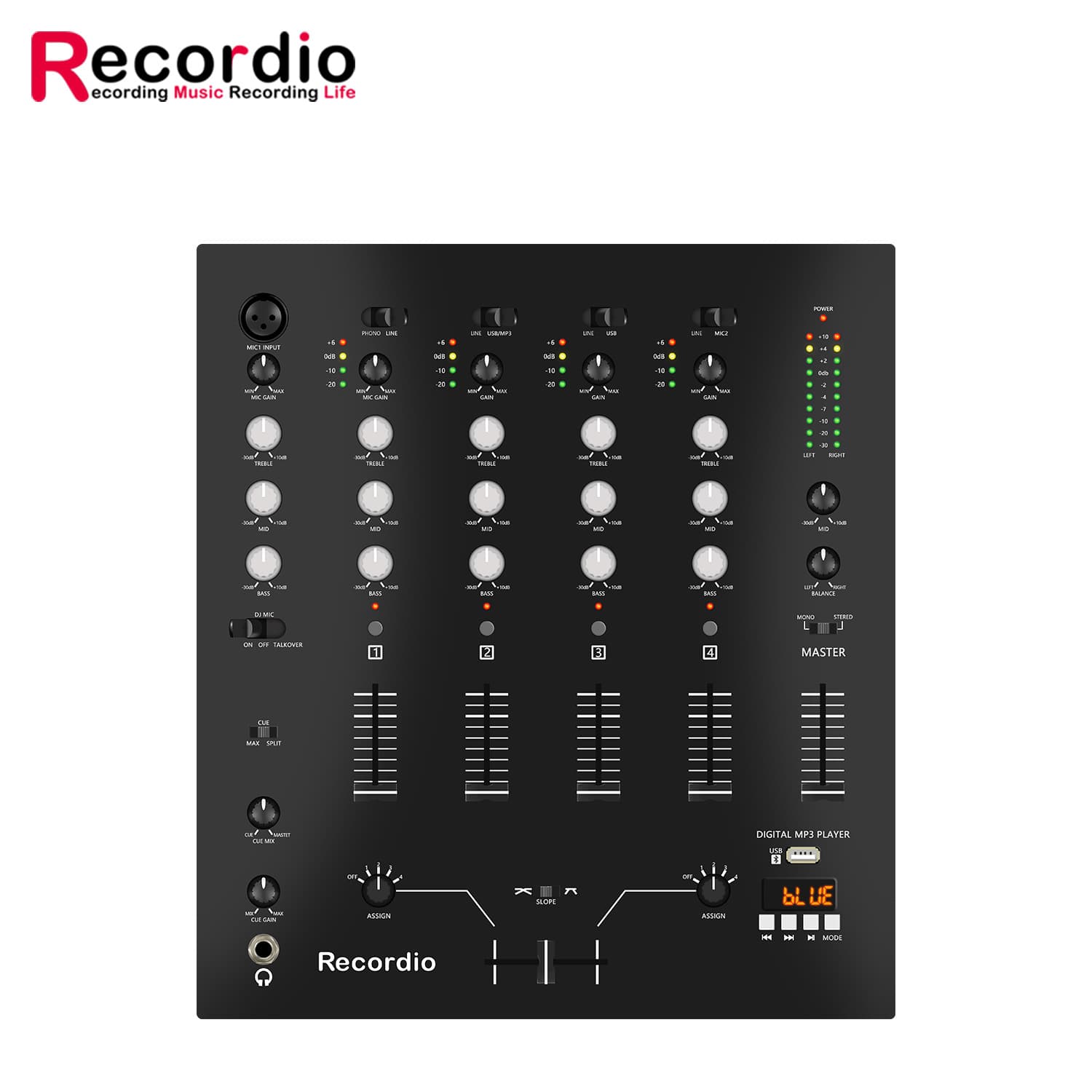 GAX-DM6 Home Stage Performance Mixer with Effects, Bluetooth, Multi-Function Small 4-Channel Mixer 6-Channel Audio Console