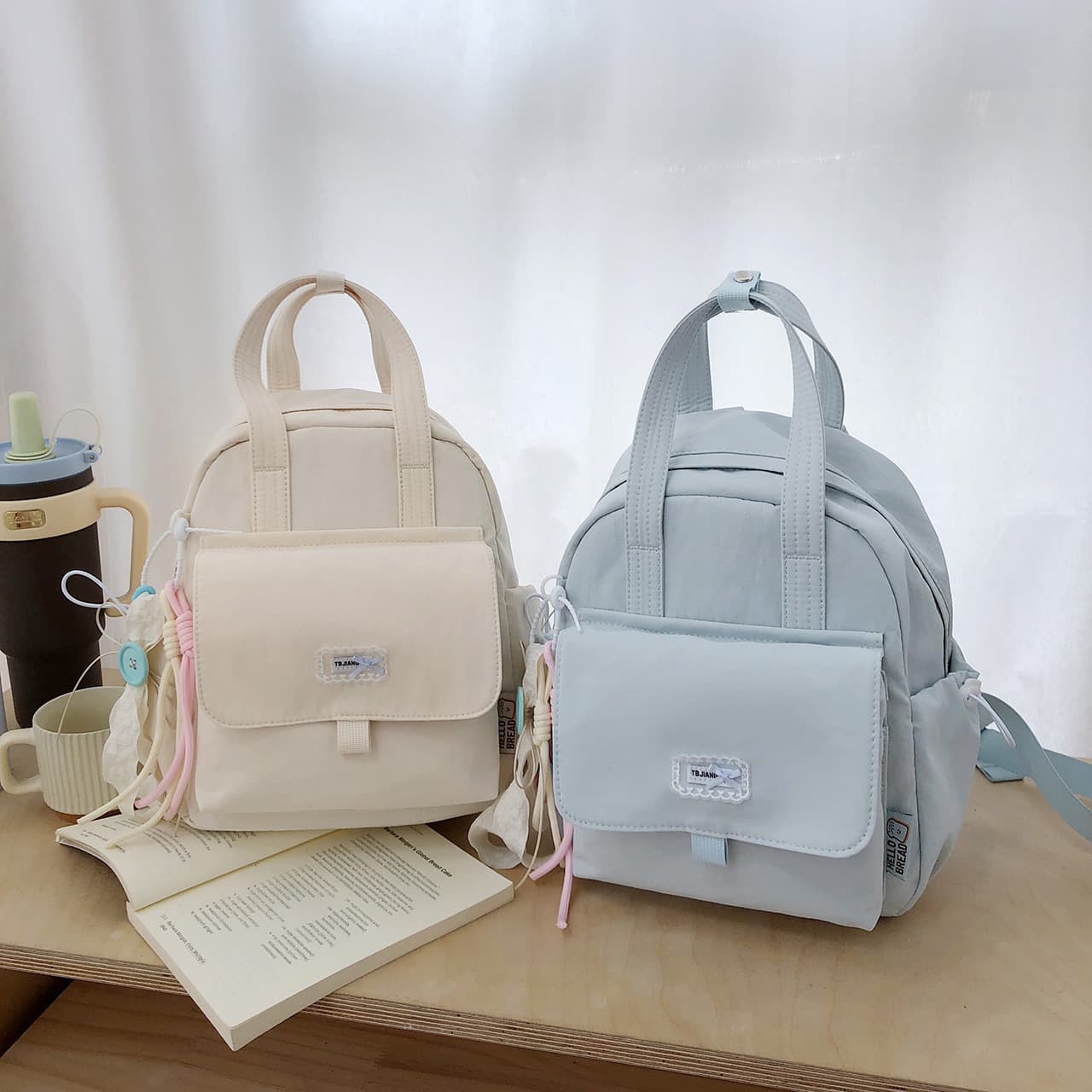 2026 New Cross-Border Fashion Simple Backpack for Women, Korean Style Solid Color Lightweight Student School Bag Travel Bag