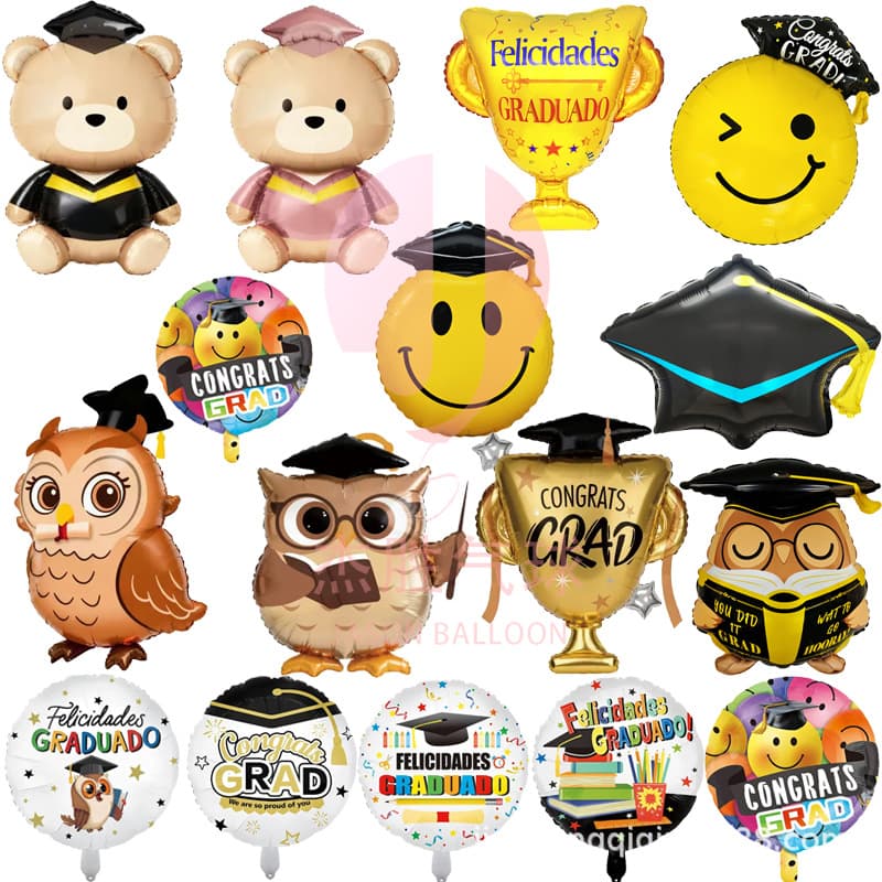 New Graduation Trophy, PhD Diploma, Owl Aluminum Foil Balloon, Graduation Party Decoration Balloon