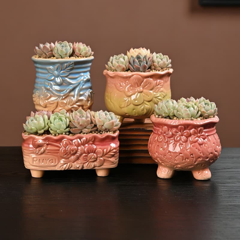 Simple Modern Flower Pot Set Series, Ceramic Resin Multi-Material Home and Various Scenarios Green Plant Pot Set Wholesale