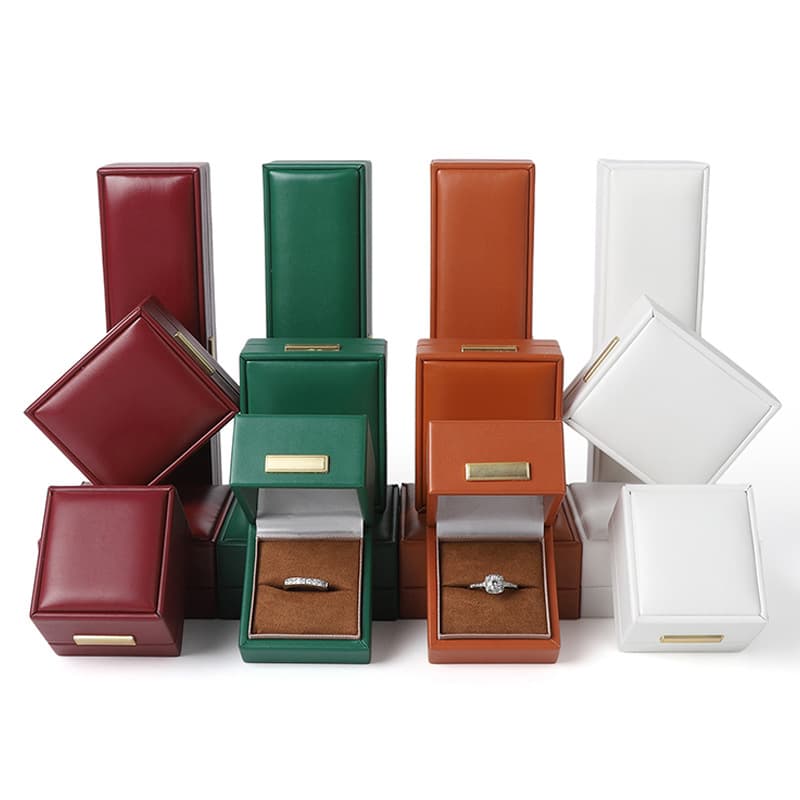 Premium Gold Label Right-Angle PU Leather Jewelry Box for Rings, Necklaces, Bracelets, and Accessories Storage - Wholesale Stock Available