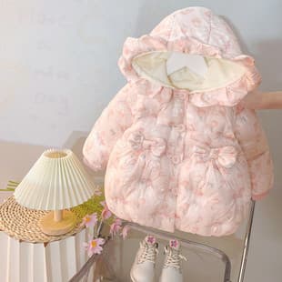 Live Stream Supply Baby Winter Fleece-Lined Thickened Cotton Coat 2025 New Toddler Winter Cute Cotton Jacket Wholesale