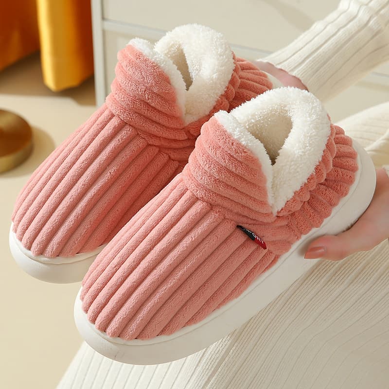 New Winter Fleece-Lined Thick-Soled Warm Cotton Shoes for Women Indoor Use Men's Home Shoes Outdoor Trade Cotton