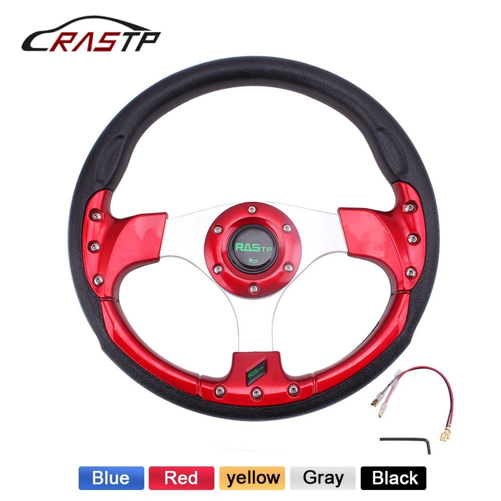 RASTP Car Modified Steering Wheel PU Racing Steering Wheel 13-inch Kart Steering Wheel