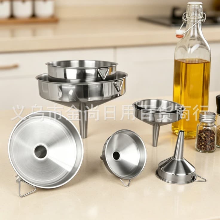 Stainless Steel Round Non-Magnetic Oil Seepage Cone-Shaped Wine Funnel with Large Diameter Kitchen Supplies Filter