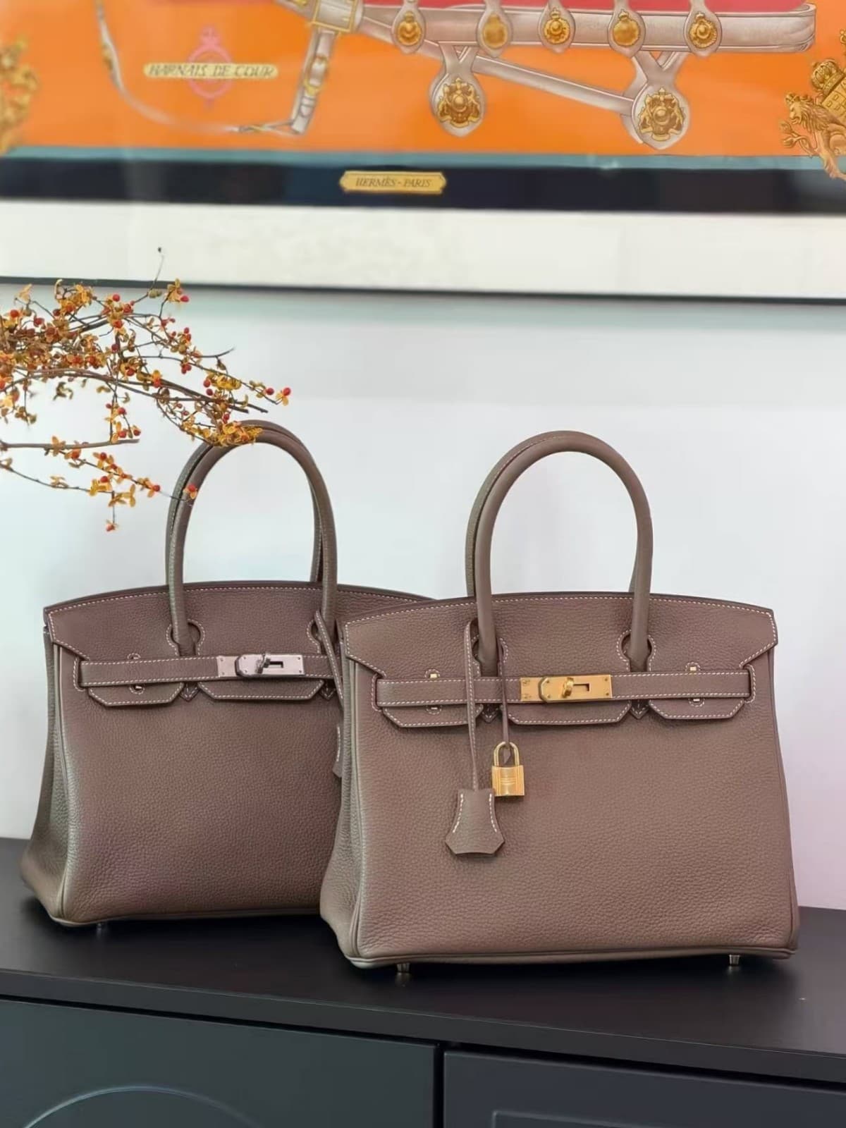Platinum Togo Imported Top-Grain Lychee-Pattern Leather Handbag Tote Shoulder Crossbody Bag Genuine Leather High-End Women's Bag