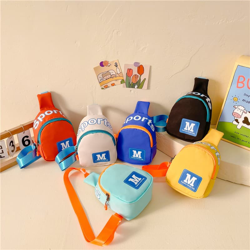 New Ultra-Light Kids' Chest Bag with Color Block Design, 2024 Spring/Summer Trendy and Stylish Shoulder Sling Bag