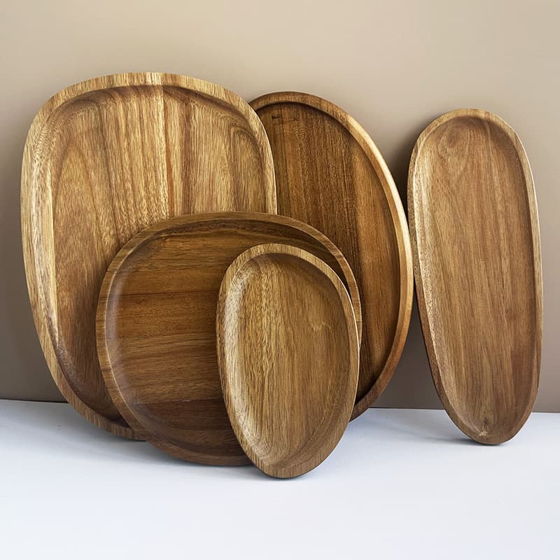 Solid Wood Serving Tray, Acacia Wood Tea Tray, Tea Set Wood Tray, Home Dessert Plate, Rectangular Display Tray, Large Display Tray