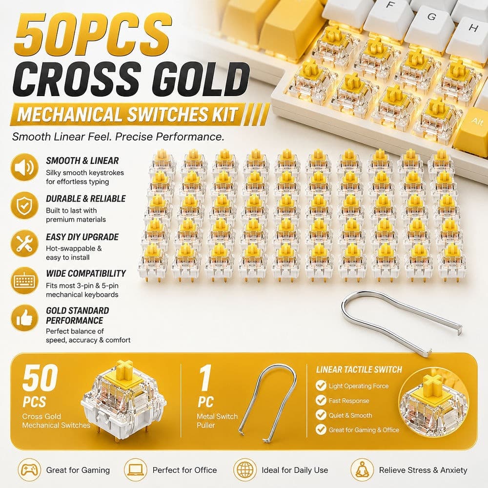 iTLY mechanical keyboard switch cross linear yellow switch 3-pin mechanical keyboard replacement DIY axis change 3D printing