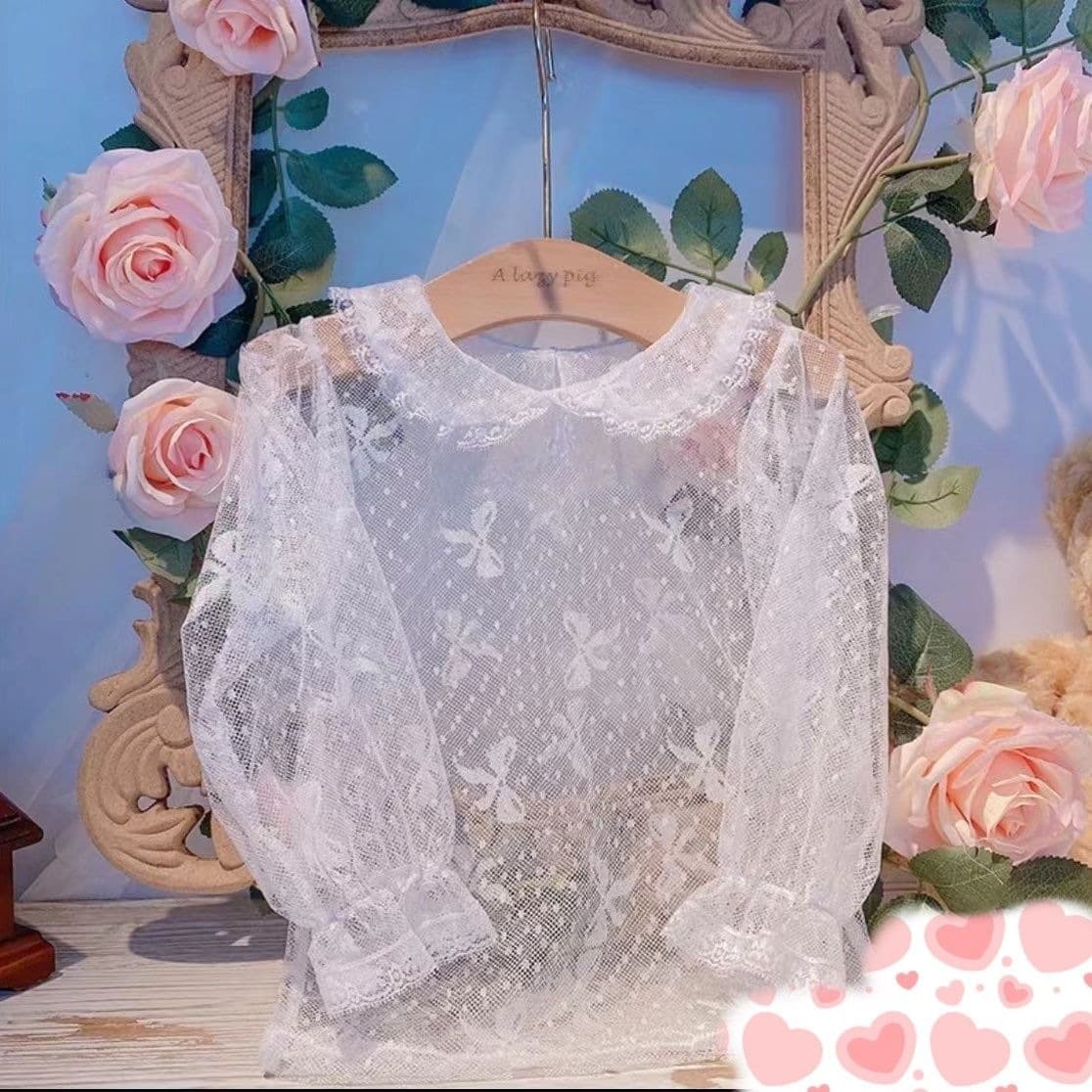 Dragonfly bottoming shirt lace bottoming shirt children's Lolita bottoming shirt short-sleeved long-sleeved sun protection shirt Douyin same style