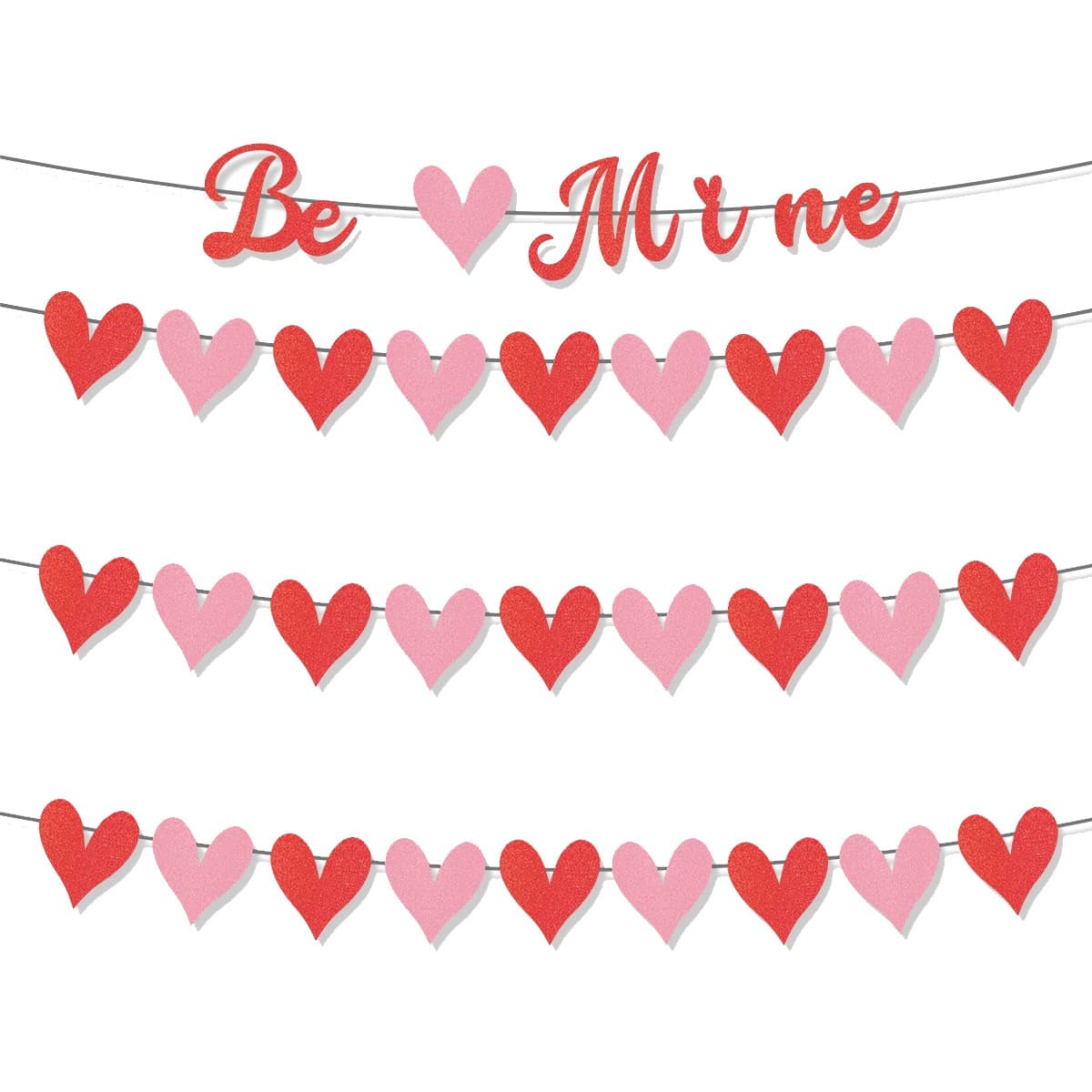 Amazon US/EU Valentine's Day Party Decoration Heart Garland Wedding Decoration Heart-Shaped Banner Flag Wholesale Custom
