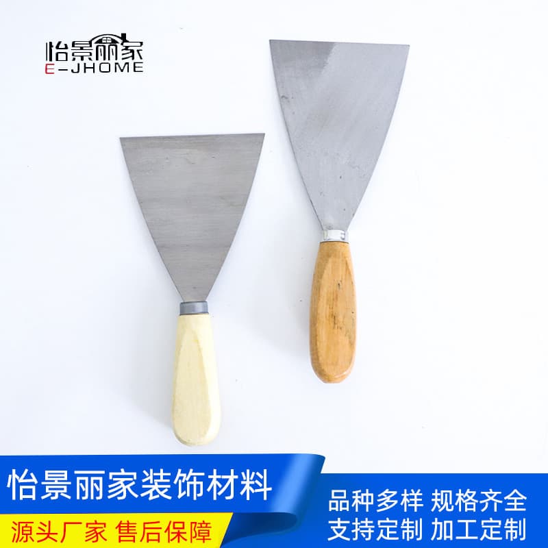 Factory Wholesale Putty Knife Thickened Triangular Scraper Wall Cleaning Scraper Double Clamp Mirror Wood Handle Putty Knife