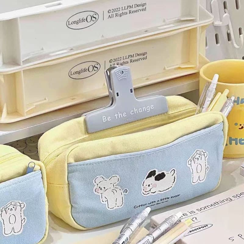Su Zaizai's same high-looking canvas pencil case, large-capacity cosmetic bag, student simple pencil case, stationery storage bag