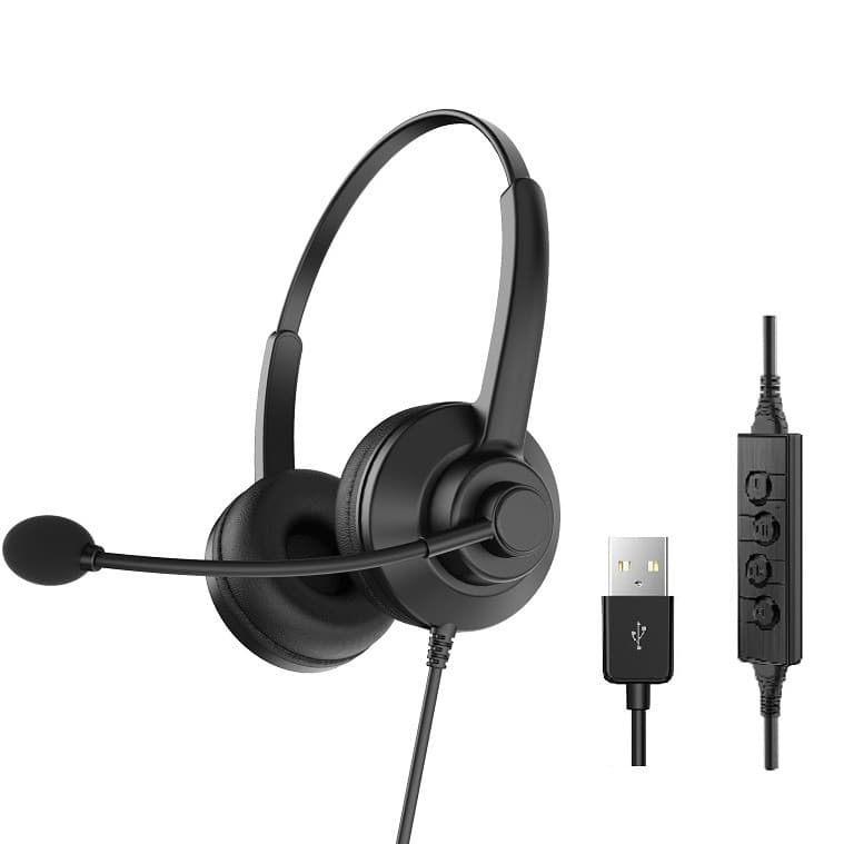 USB Wired Headset with In-line Controls, HD Call Noise Cancellation for Business, Students, and Online Classes K6U