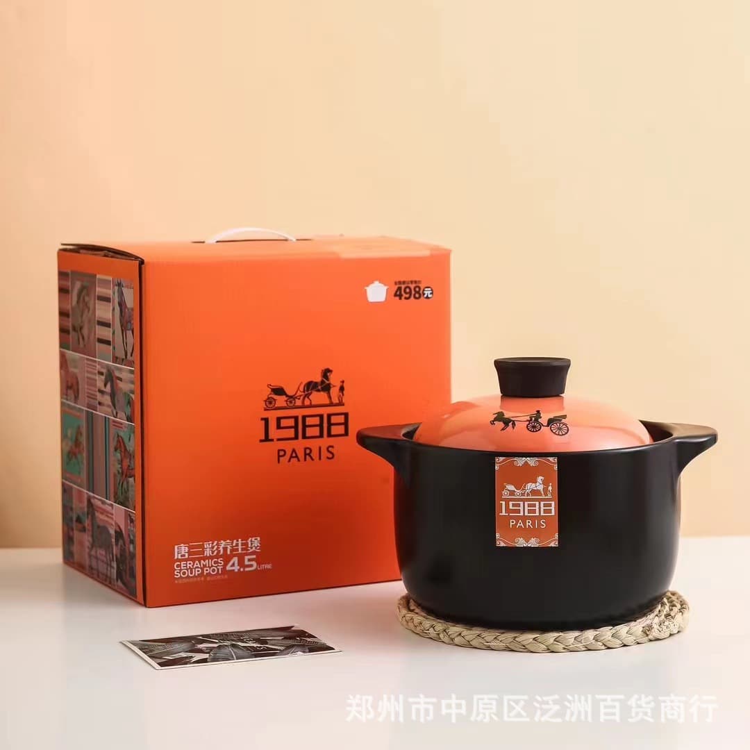 High-Temperature Resistant Ceramic Casserole for Gas Stove, Dry-Burn Safe Soup Pot for Open Flame Cooking