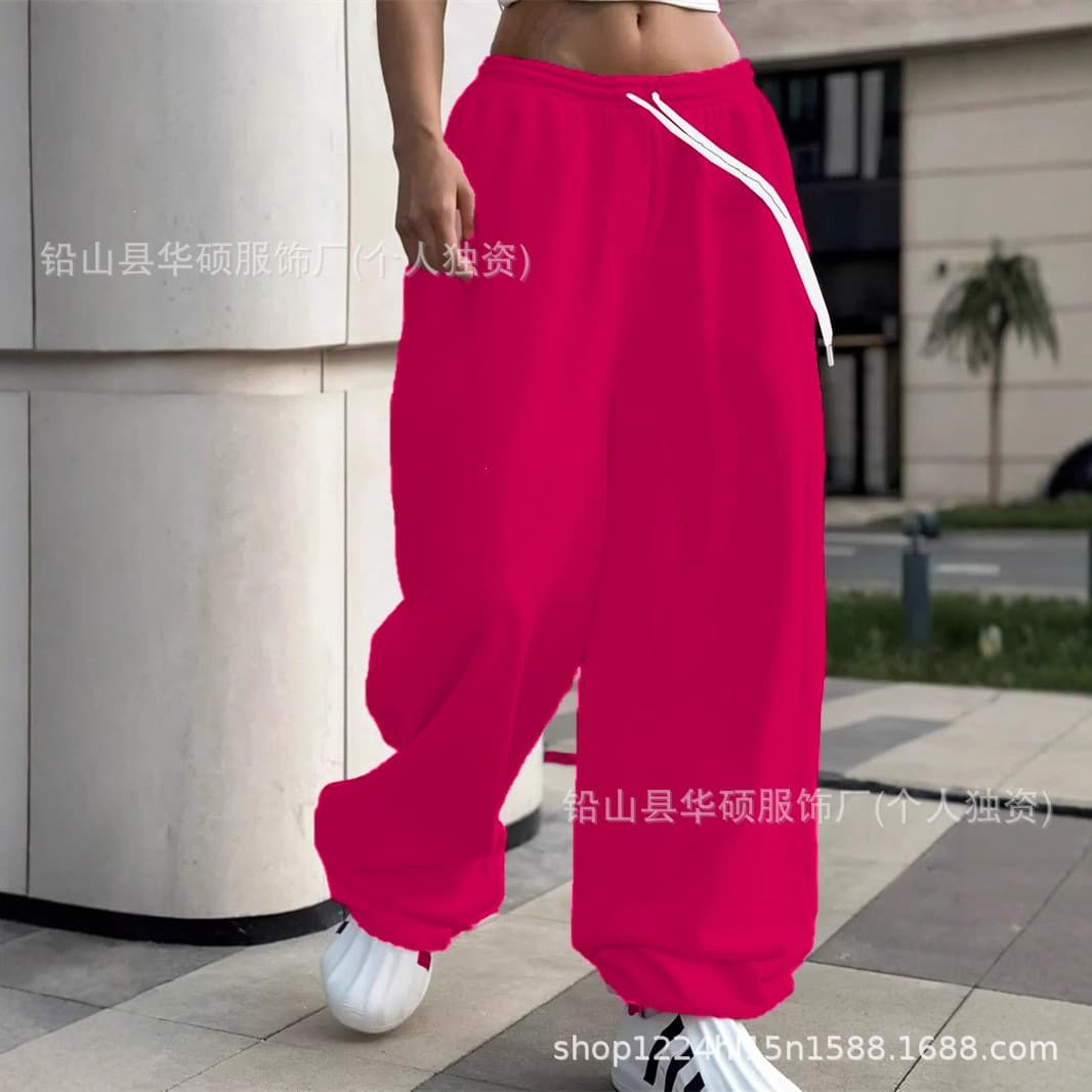 New Amazon European and American Cross-Border Women's Street Style Lace-Up Pants Y2K Loose Fashion Wide-Leg Pants In Stock Wholesale