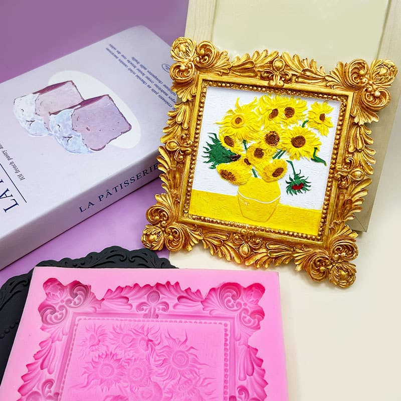 European Vintage Relief World Famous Painting Sunflower Silicone Mold Creative DIY Aromatherapy Plaster Resin Mold