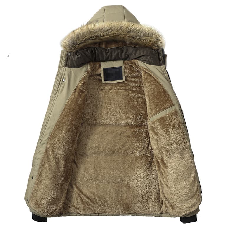 Winter Thickened Cotton Coat Men's Mid-Length Warm Cotton Jacket for Middle-aged and Elderly Korean Slim Fit Plus Size Outerwear