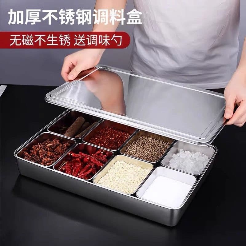 Ice Jelly Box Stall Special Seasoning Box Commercial Multi-Grid Seasoning Box Kitchen Commercial Storage Box Small Ingredient Box Square Box