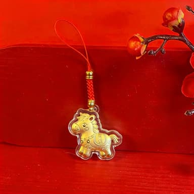 2026 New Year Horse Year Solid Gold Horse Pendant Phone Strap Keychain Zodiac Gift Box Fortune and Luck Gift