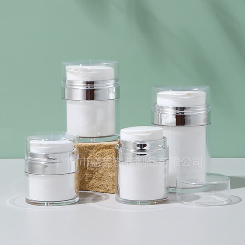 Cosmetic packaging materials empty bottle double-layer white press vacuum lotion bottle acrylic cosmetic bottle wholesale