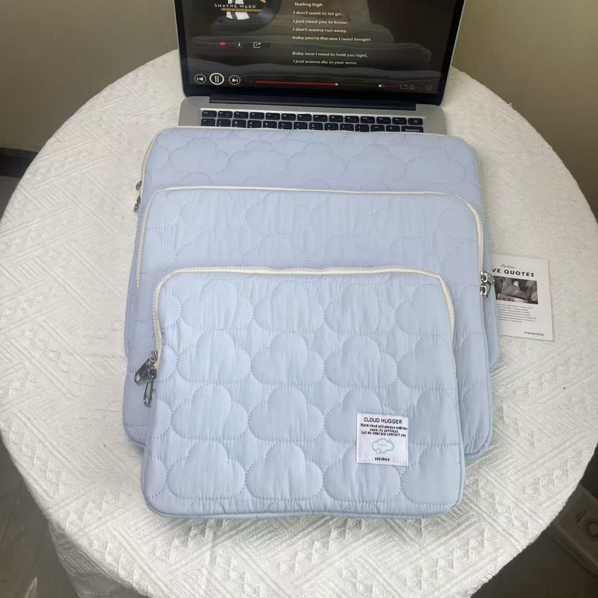Cross-border Korean cute cloud embroidery ipad tablet bag ins11/13/15 inch laptop storage bag