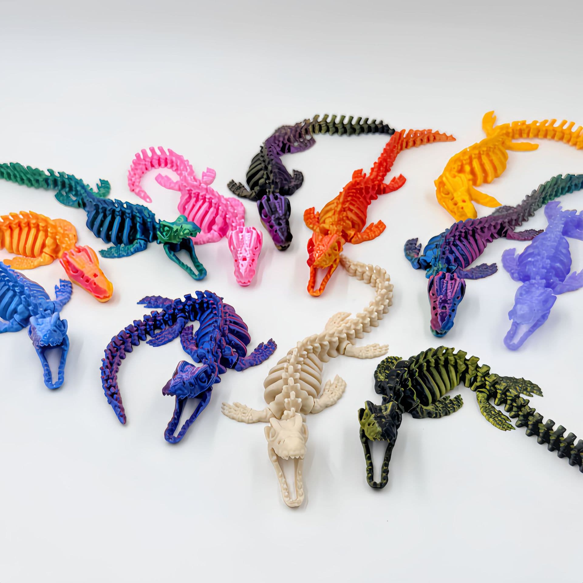 3D Printed Skeleton Dragon Cross-Border Hot Seller Multicolor Bone Dragon Open Mouth Flying Dragon Articulated Movable Dragon Ornament Christmas