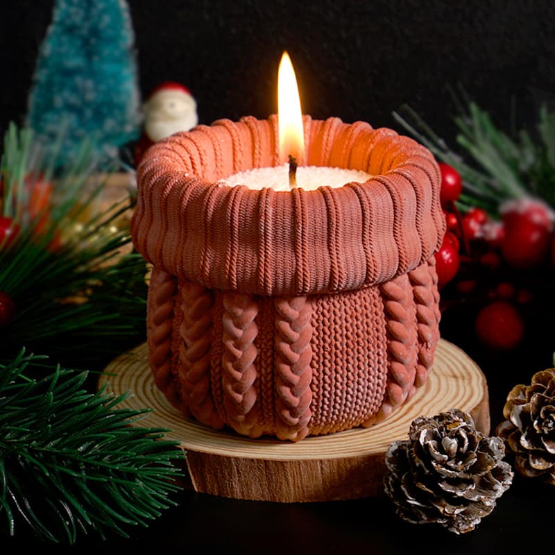 Christmas Yarn Sock Candle Cup Mold, Yarn Knitted Succulent Plant Pot Candle Holder Plaster Potted Plant Cement Mold