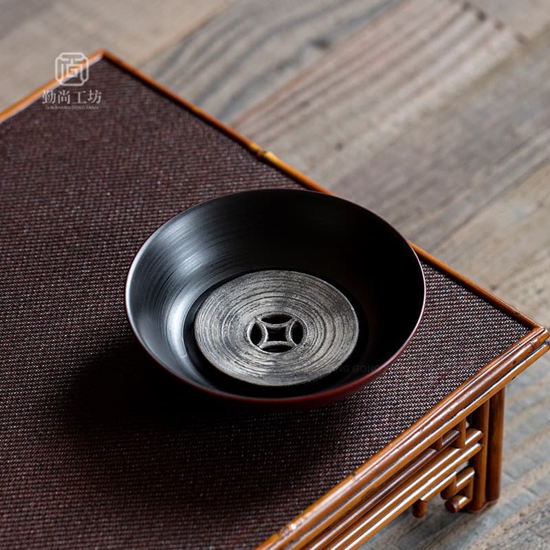 Pink Glazed Hawthorn Red Wish Teapot Stand Ceramic Tea Ceremony Accessories Teapot Dry Brewing Tray Covered Bowl Base Stand Gongfu Tea Set