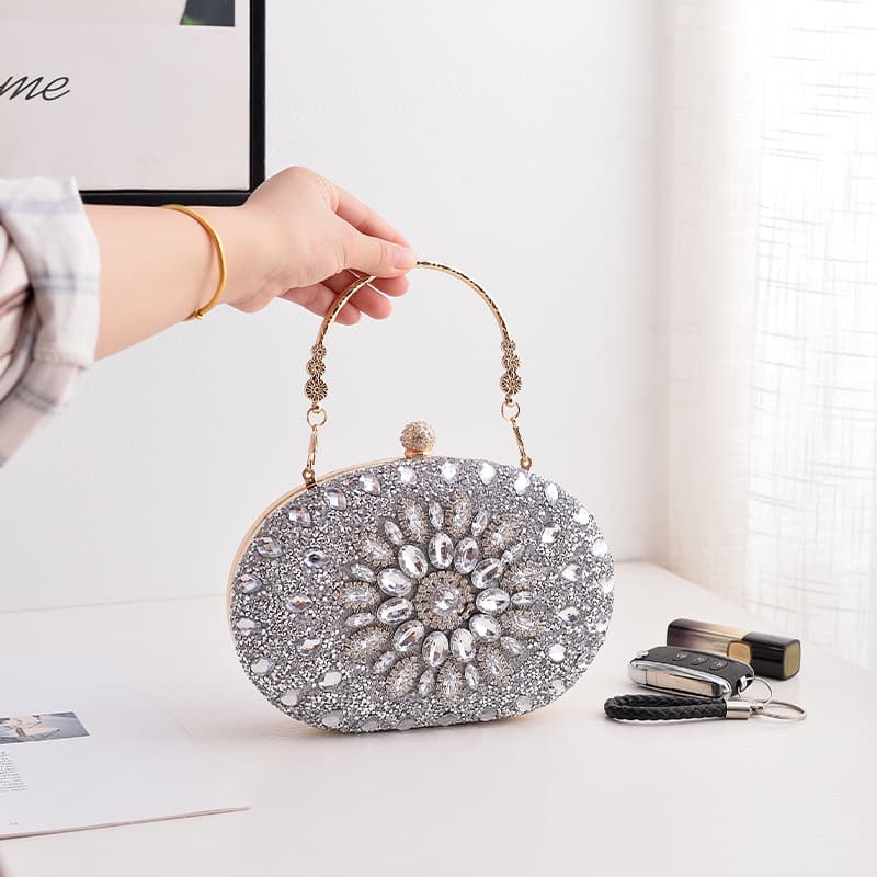 European and American Hot Selling Full Rhinestone Evening Bag Party Luxury Wedding Bag Cross-Border Source Clutch Bag