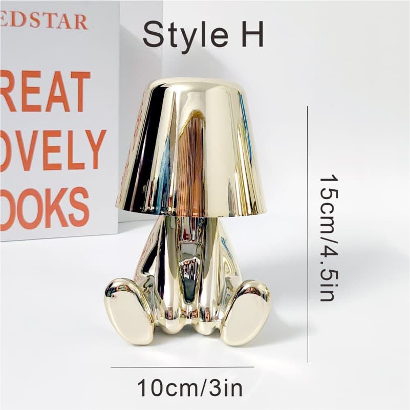 Cross-border Stock Little Golden Man Thinking Ornament Night Light Bar Coffee Shop Decorative Ambient Light Bedroom Grid Desk Lamp